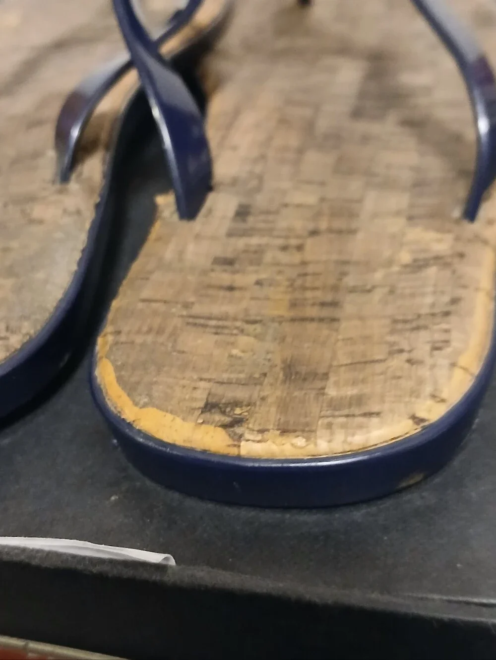 Michael Kors Navy Blue & Cork Thong Sandals - Women's Size 7